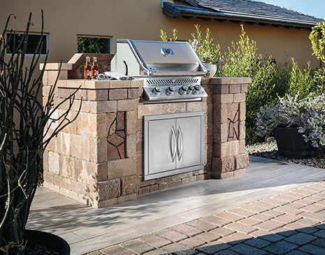 Outdoor kitchen grill island for Tucson, AZ installation