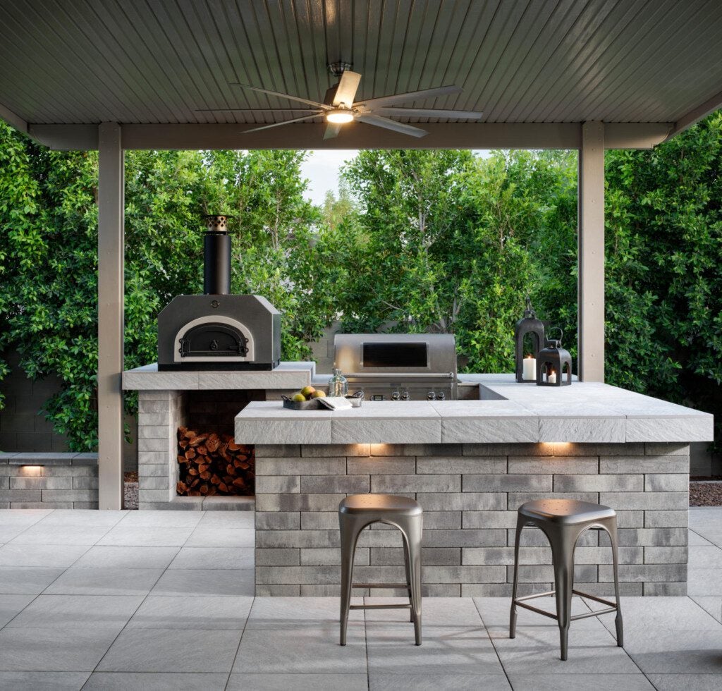 outdoor lighting in outdoor kitchen