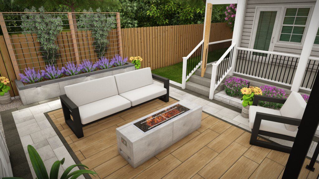 Home Edit patio with fire pit