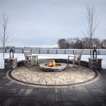 Belgard fire pit in the snow