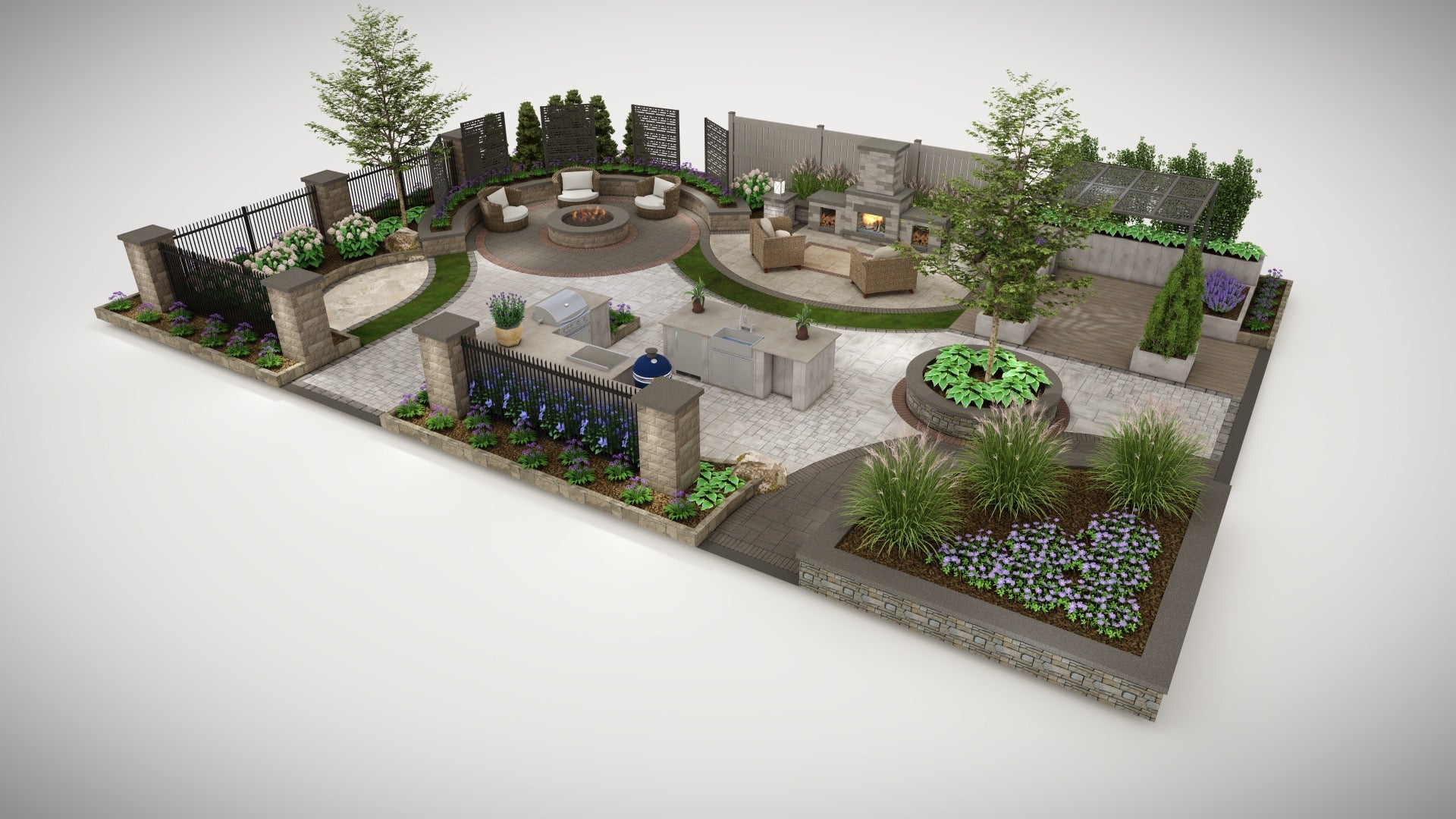 Renderings of six inspirational areas for outdoor transformations. For Belgard Booth at the Philly Flower Show.