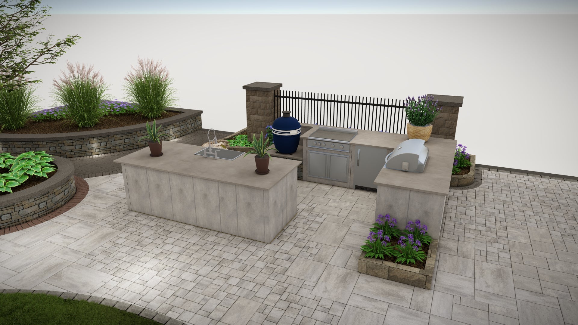 Outdoor Kitchen Area with Elements accessories