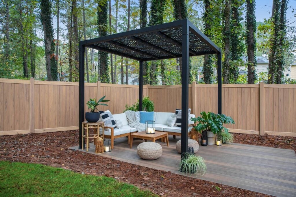 Barrette Outdoor Living Pergola with Sanibel decorative screen panels