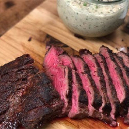 Grilled Ribeye Cap Roast recipe. Photo courtesy of Omaha Steaks.