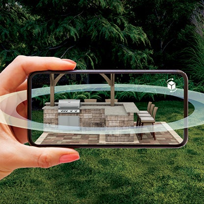 Image de la fonctionnalité de réalité augmentée (AR), partie de la plateforme Belgard Rooms