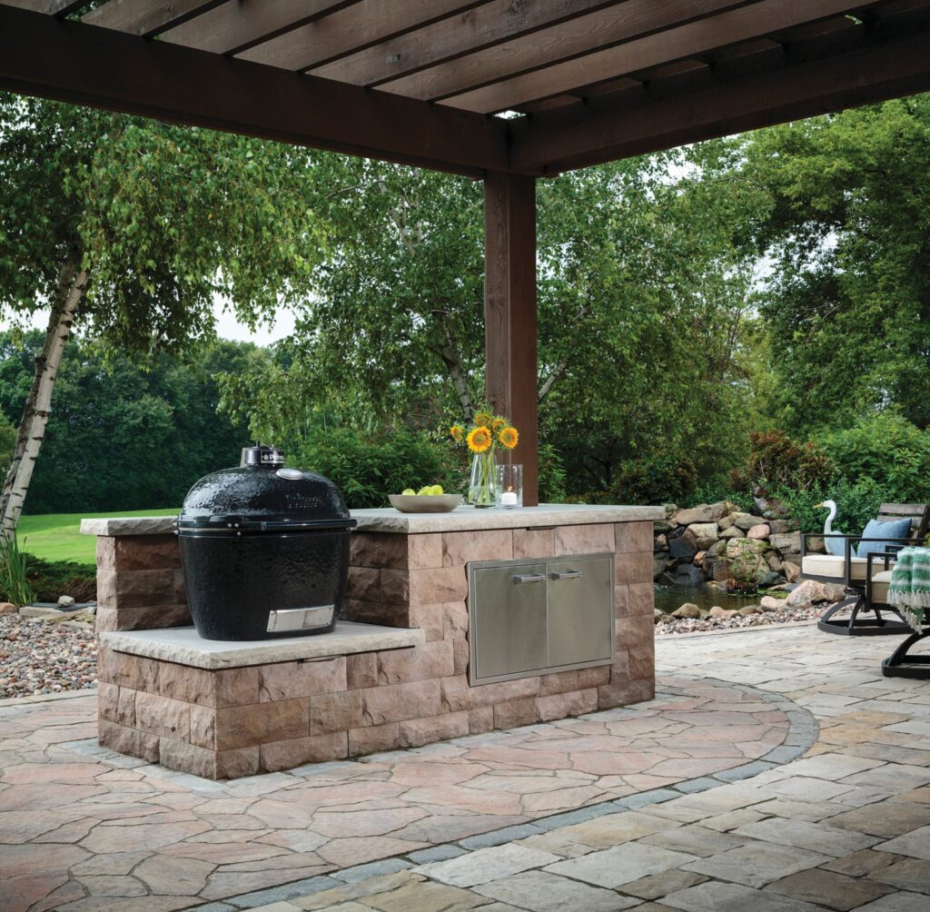 outdoor paver space with grill
