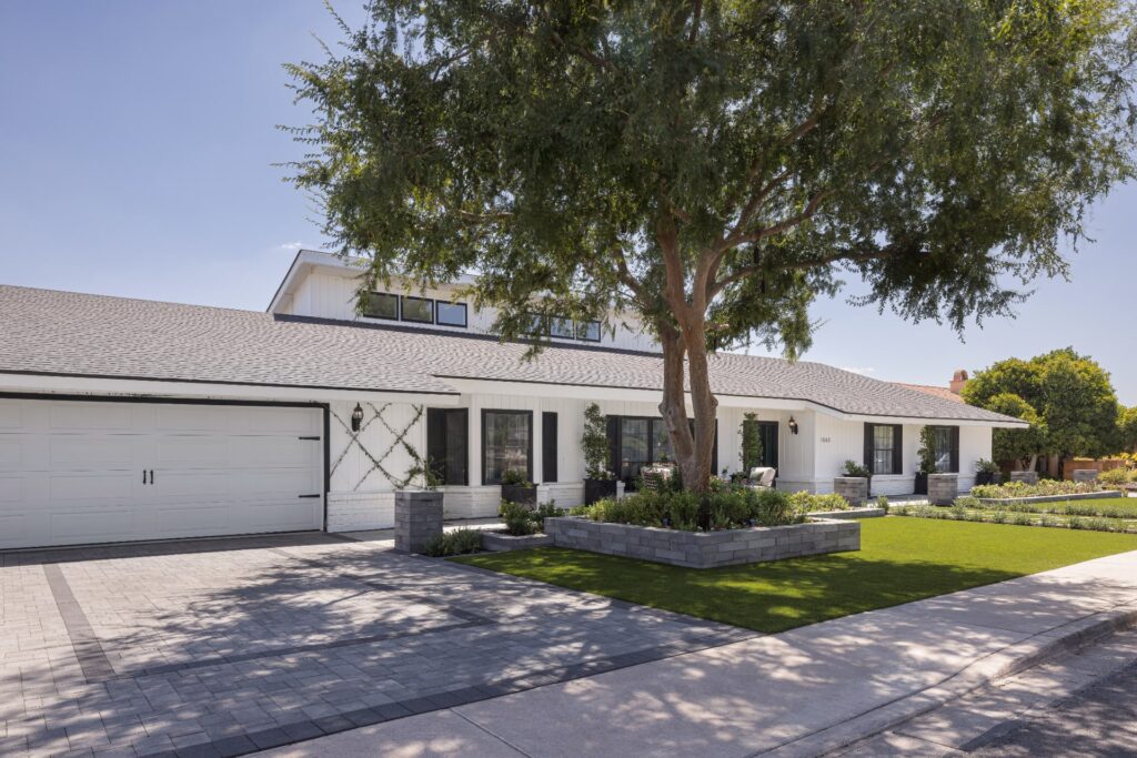 small outdoor driveway in front of garage