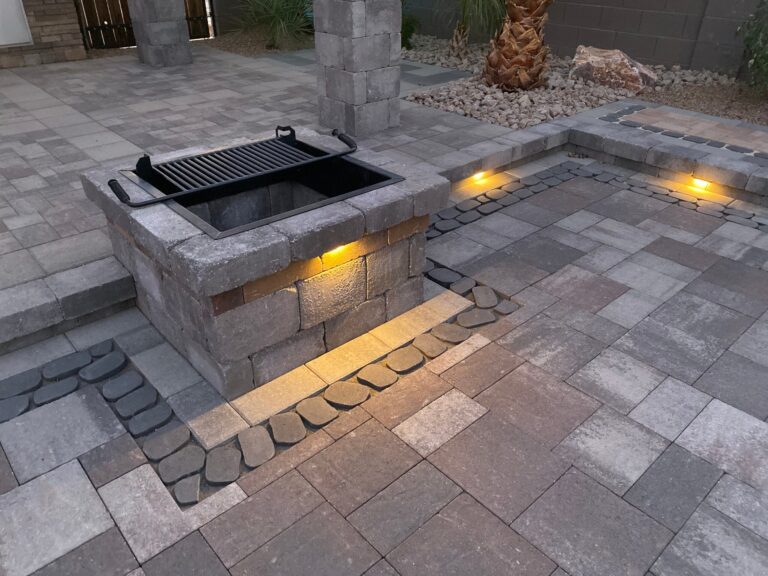 square fire pit Weston Stone pavers