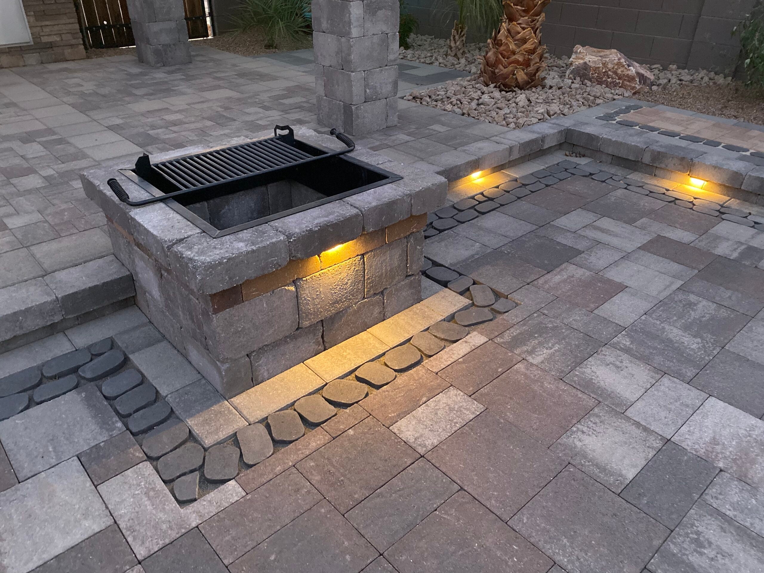 square fire pit Weston Stone pavers
