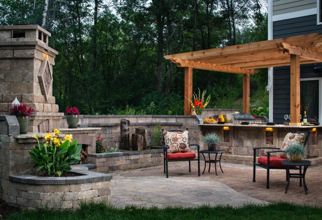pergola in outdoor kitchen area