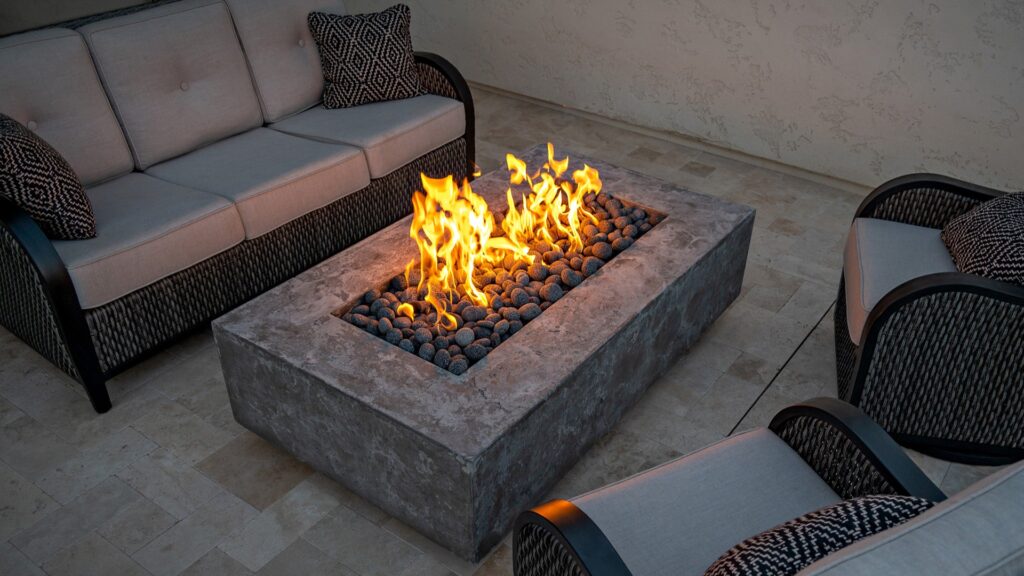 Rectangle fire pit and patio