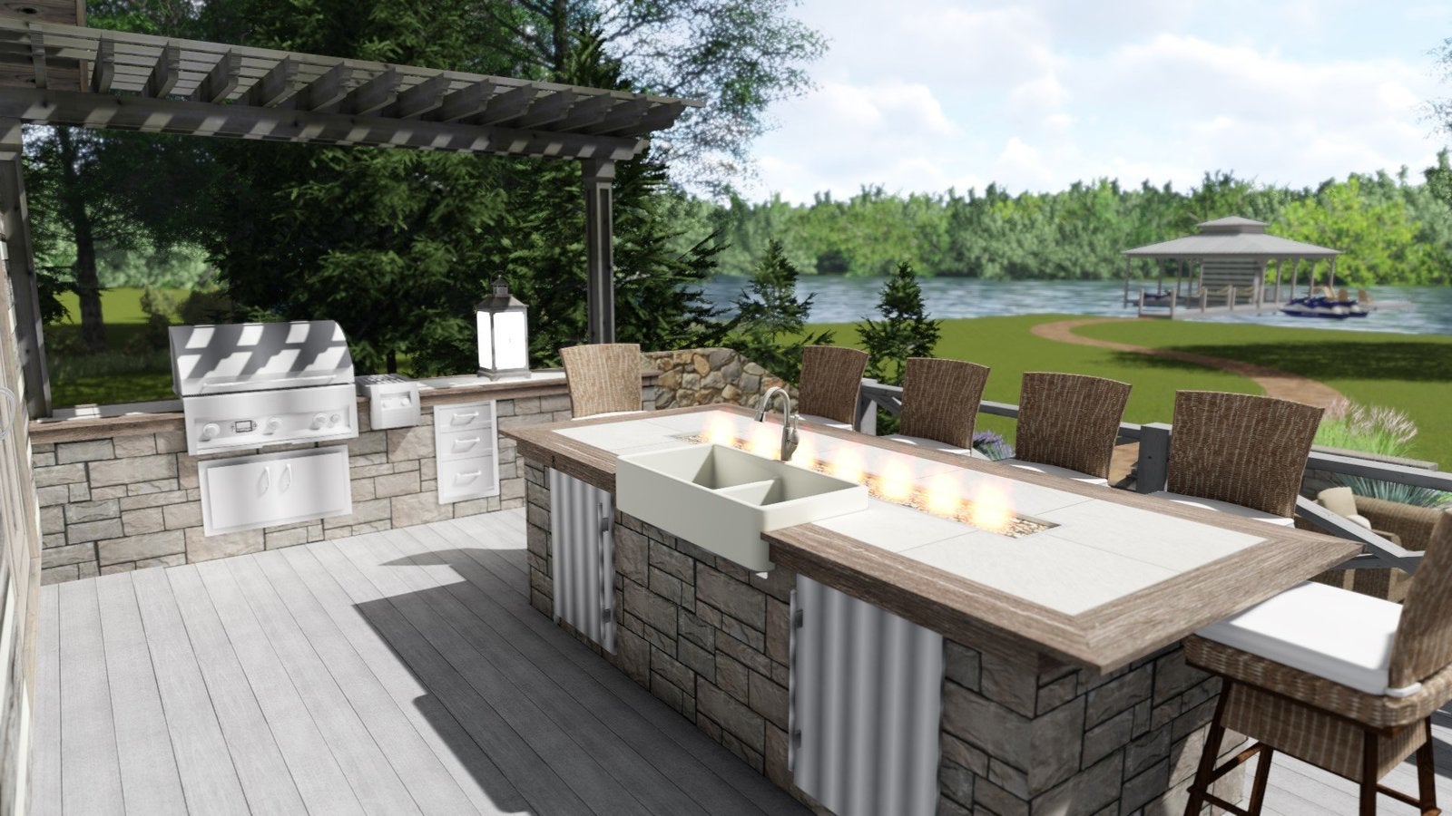 Outdoor kitchen design rendering